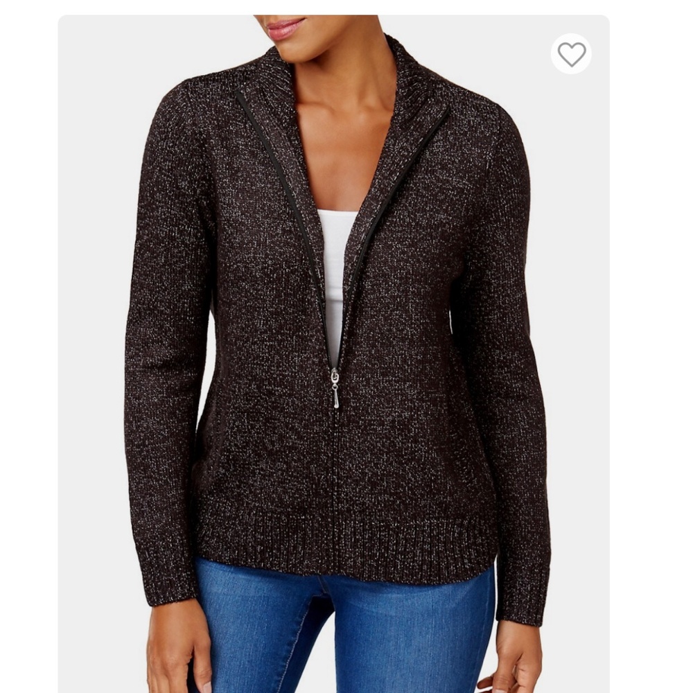 Karen Scott Zip-Front Cardigan